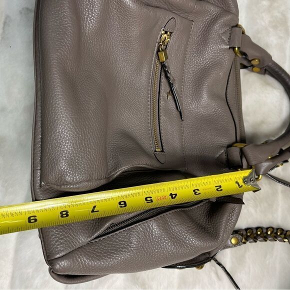 Elliott Lucca leather gray Satchel/shoulder bag with antique gold tone hardwares - Picture 3 of 15